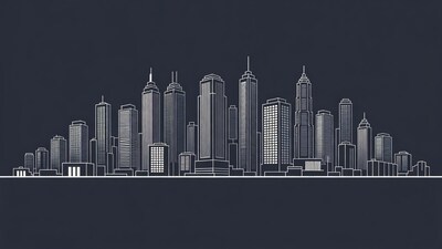 White Line City Skyline Illustration