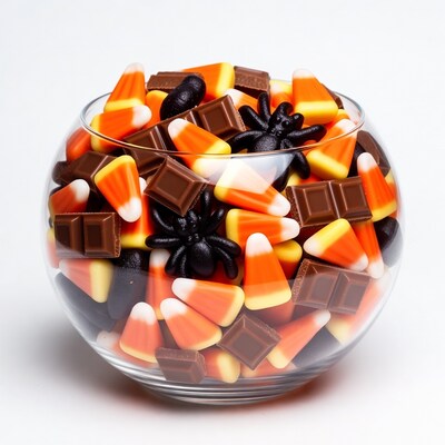 Halloween Candy Corn Chocolate Spiders Bowl
