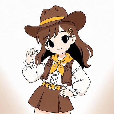 Anime girl in cowboy outfit