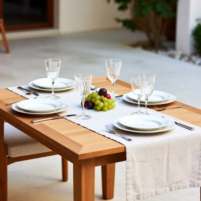 Elegant outdoor table set with grapes