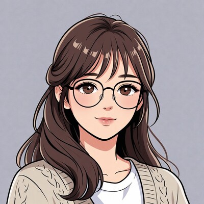 Anime girl with glasses smiling