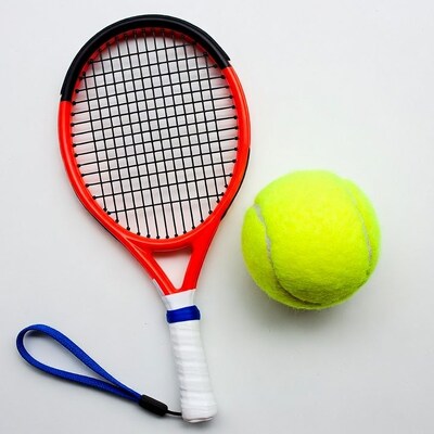 Red Tennis Racket and Yellow Ball