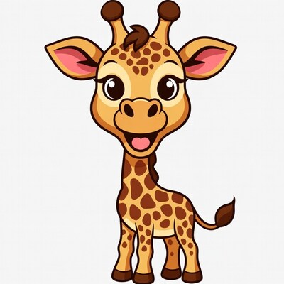 Cute cartoon baby giraffe smiling