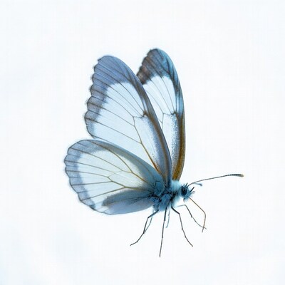 Blue butterfly on white background