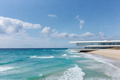 White modern building on beach