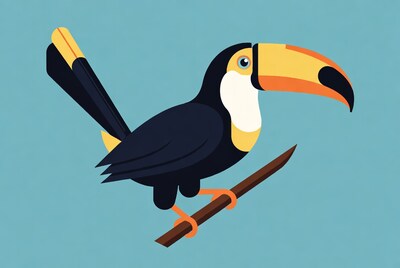 Toucan perched on branch
