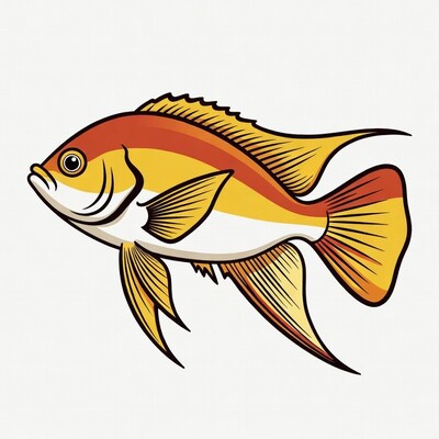 Colorful Yellow Angelfish Illustration