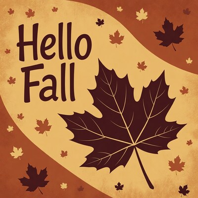 Hello Fall with Autumn Leaves