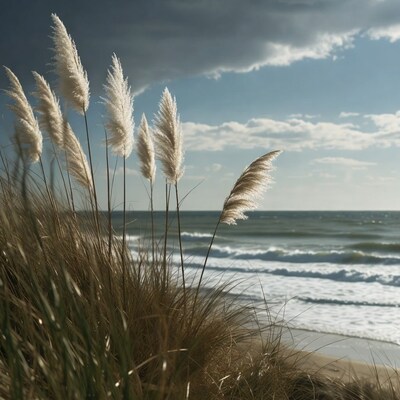 Pampas Grass by Beach Waves