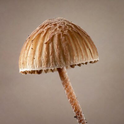 Brown textured mushroom isolated