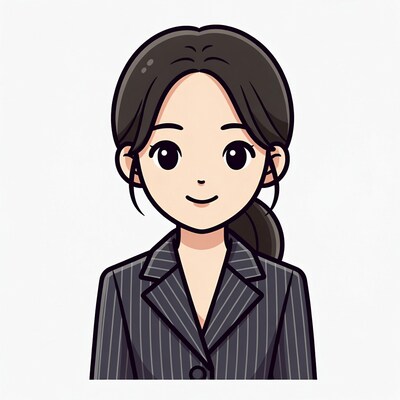 Asian woman in pinstripe suit illustration