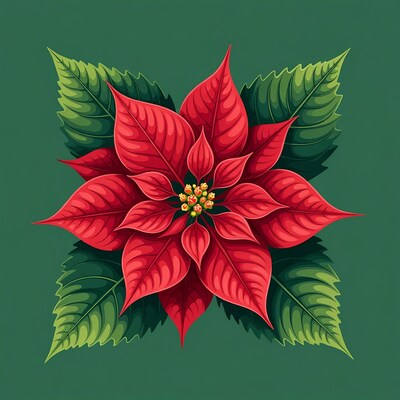 Red Poinsettia Flower Illustration