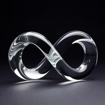 Clear glass infinity symbol sculpture