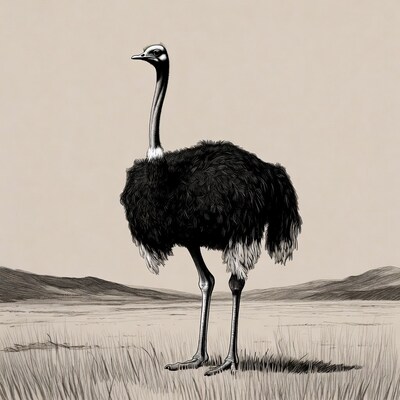 Ostrich standing in savanna