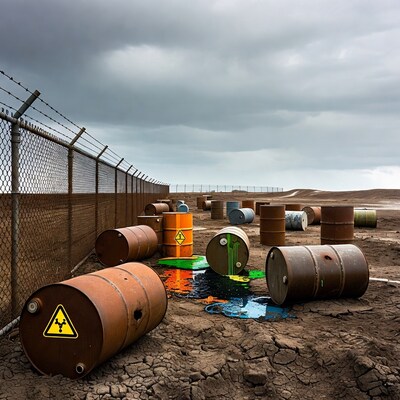 Hazardous Waste Barrels Leaking Chemicals