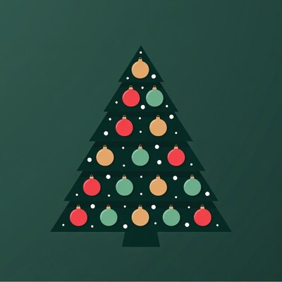 Flat Christmas Tree with Ornaments