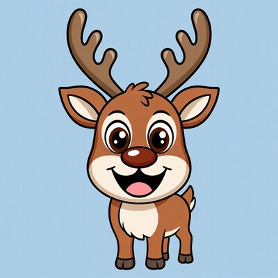Cute cartoon reindeer smiling