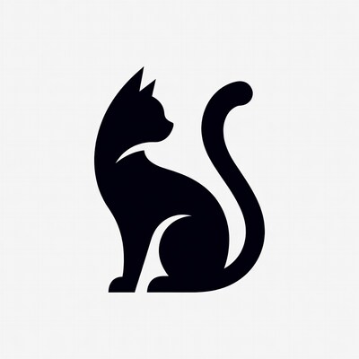 Black silhouette cat sitting