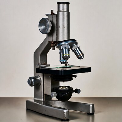 Vintage Microscope on White Background