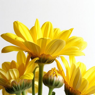 Yellow Gerbera Daisies with Water Droplets