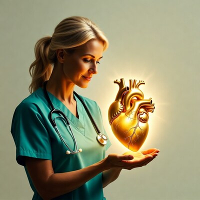 Nurse holding golden heart