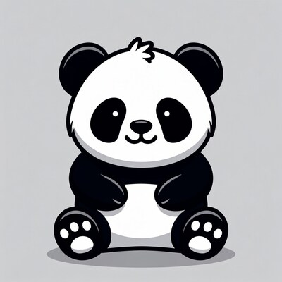 Cute cartoon panda sitting