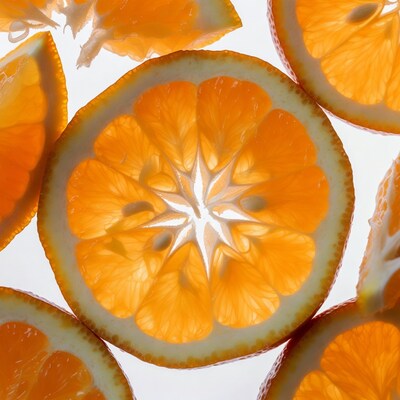 Fresh Orange Slices on White Background