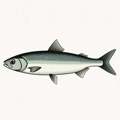 Illustrated Silver Herring Fish