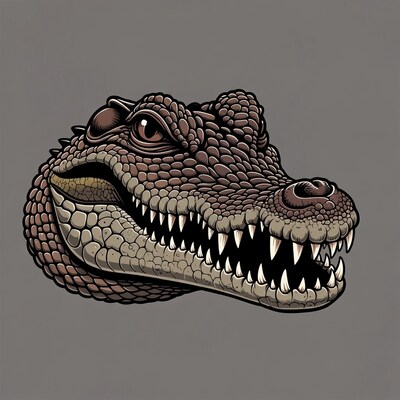 Roaring Crocodile Head Illustration