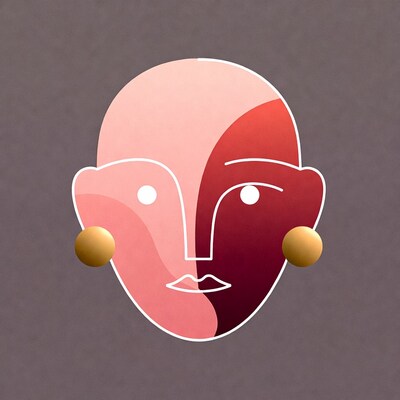 Split Color Abstract Face Illustration