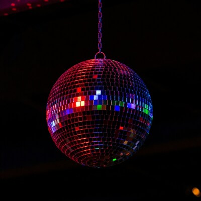 Disco Ball Hanging in Dark
