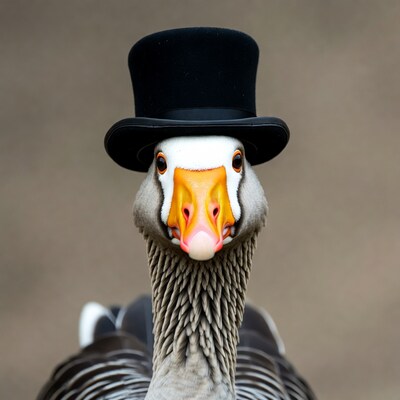 Goose wearing top hat