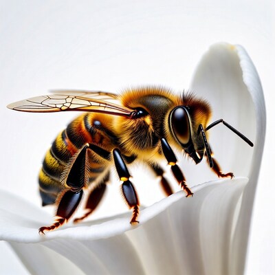 Honeybee on white flower