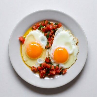 Sunny Side Up Eggs with Tomato Salsa