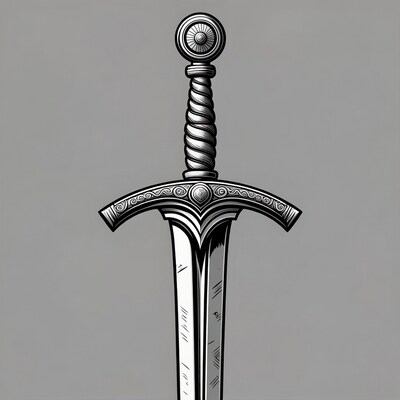 Ornate Medieval Sword Illustration