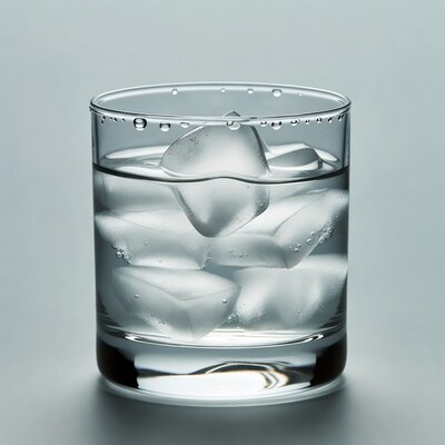 Glass of Water with Ice Cubes