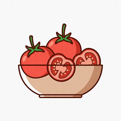 Tomatoes in bowl illustration