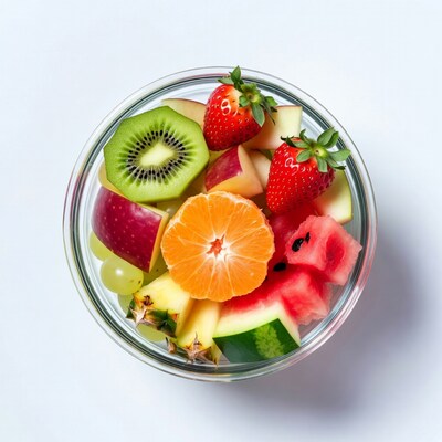 Colorful Fruit Salad in Glass Bowl