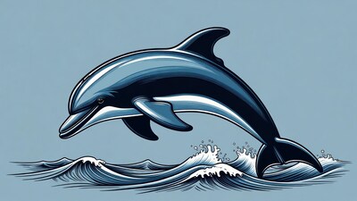 Dolphin jumping over waves