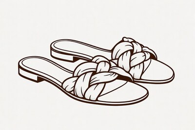 Braided Woven Slide Sandals Illustration