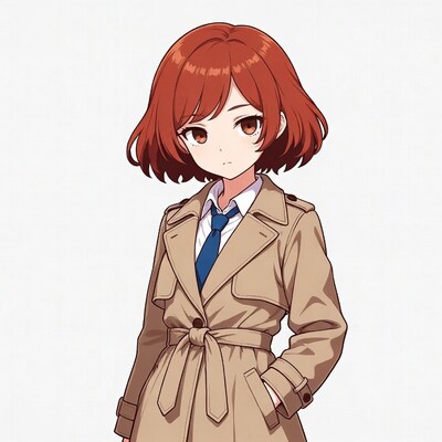 Anime girl in trench coat