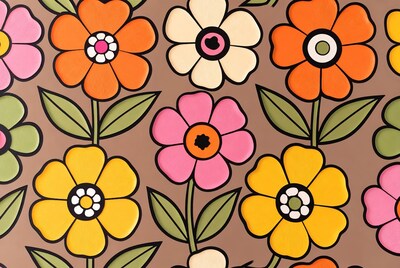 Colorful Retro Flowers Illustration