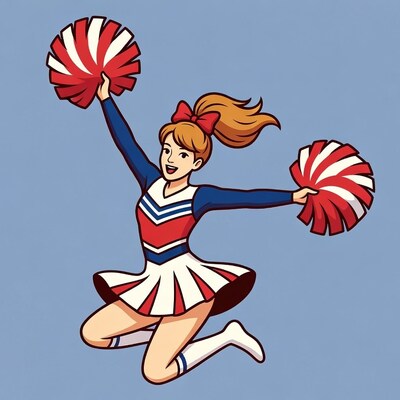 Cheerleader girl with pom poms