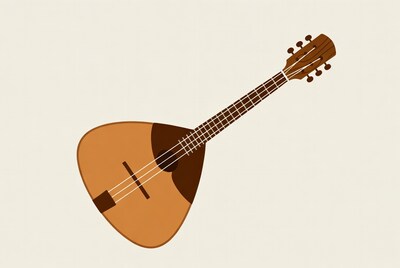 Illustrated Bouzouki on White Background