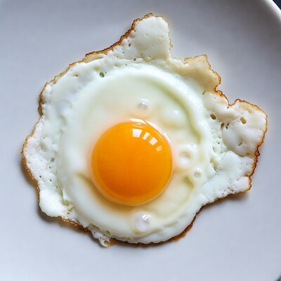 Fried Egg on White Plate