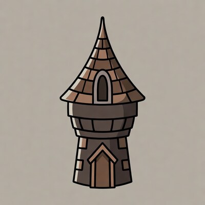 Cartoon Tower with Pointed Roof