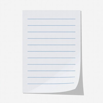 Blank lined paper sheet