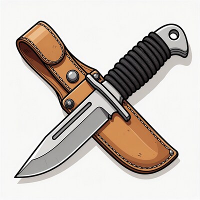 Survival Knife in Leather Sheath