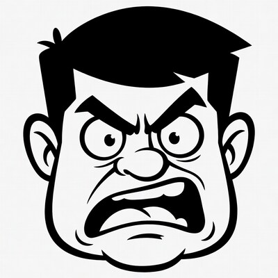 Angry cartoon man face