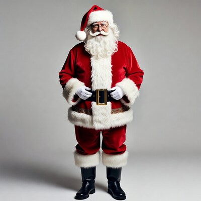 Santa Claus standing on gray background